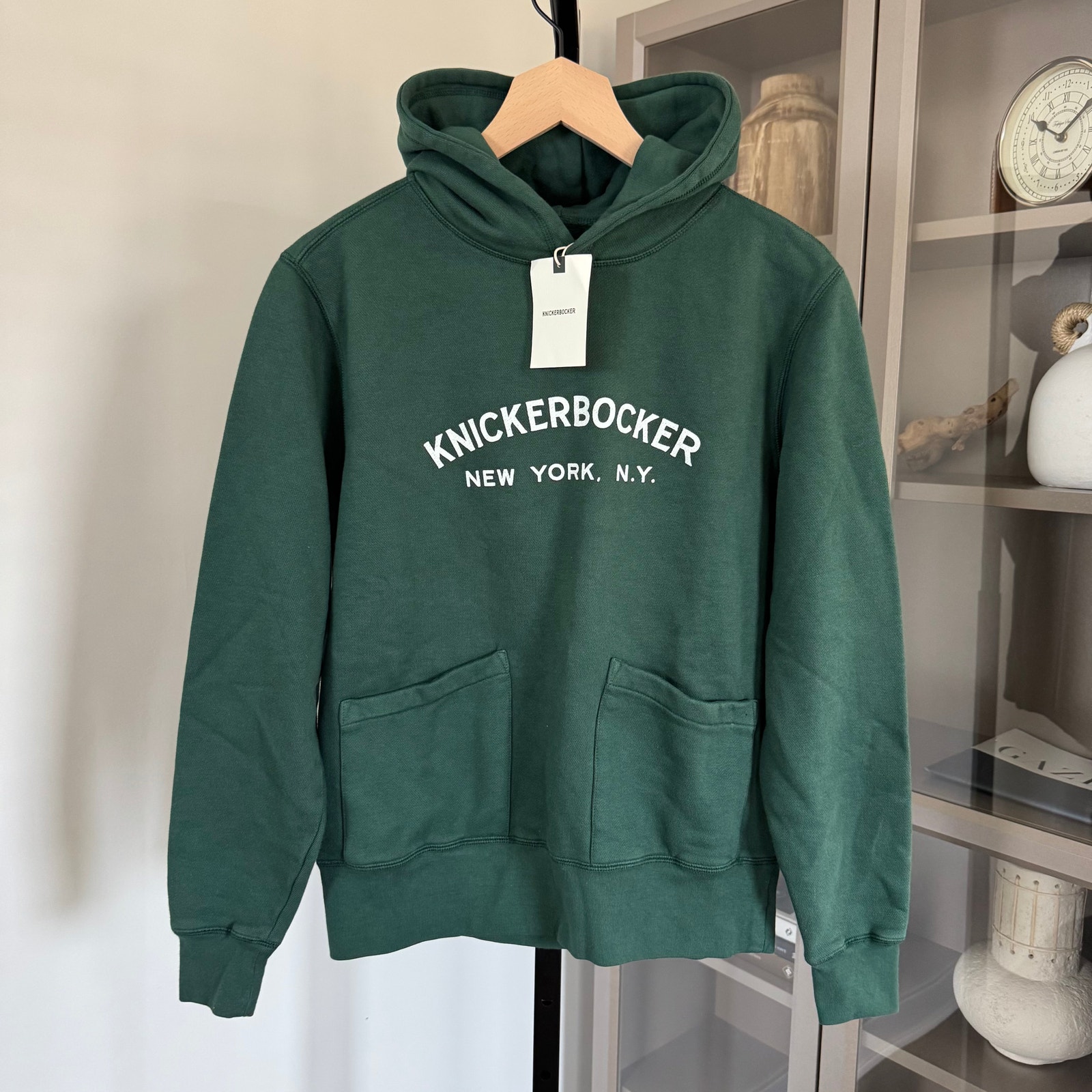 Knickerbocker Nyc Core Logo Green Hoodie S New Standard Cotton Hooded Sweatshirt